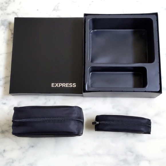 NWOT. Express Woman's cosmetic bags set with embroidered logo. - Picture 2 of 5